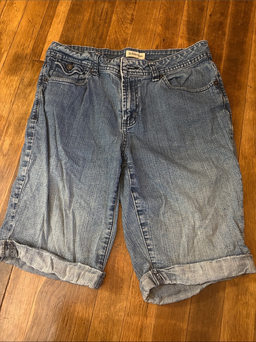 St. John's Bay Light Blue Rolled-Cuff Denim Shorts
